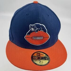 CHICAGO BEARS Retro Hat Cap Fitted 7 1/2 Throwback Navy & Orange NFL Football EX